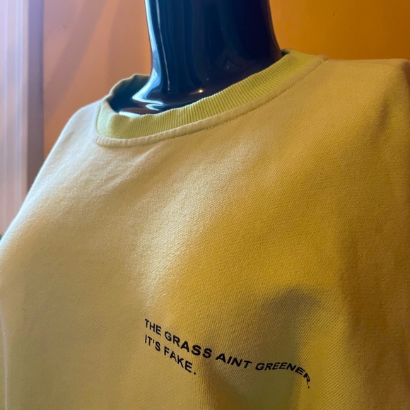 south street Tops - Oversized Fluorescent “grass is greener “ Graphic sweatshirt ( medium )